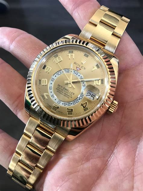 gold rolex sky dweller replica|rolex sky dweller gold 2021.